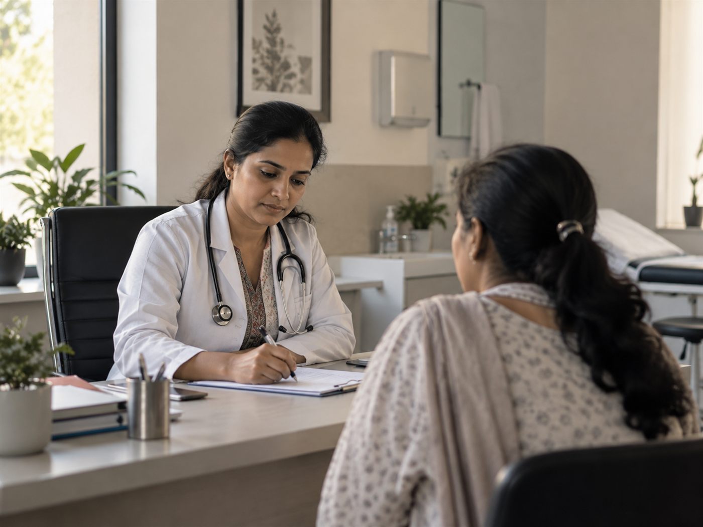 Doctor consulting with a patient in clinic