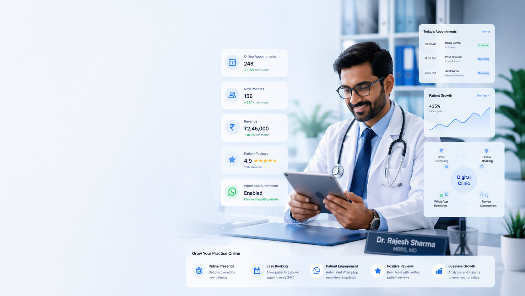 Doctor using a smart clinic management system